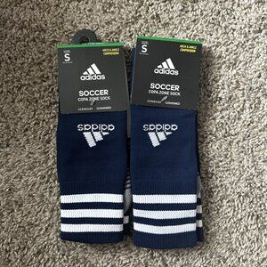 2X Adidas Soccer Copa Zone Cushion Socks Size Small Arch Ankle Compression Navy